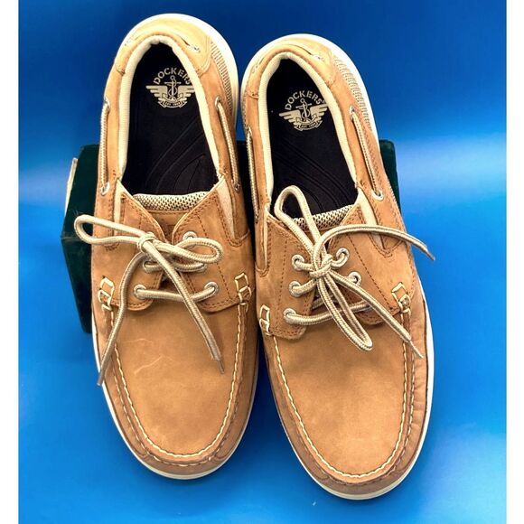 Dockers Beacon Boat shoes Camel Tan suede leather upper 10W Men's pre-owned EUC - Picture 3 of 4